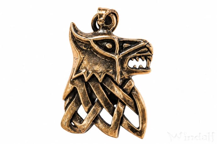 WINDALF Schmuck Anh&auml;nger FENRIR Lokis Wolf 3.3 cm Vikings Bronze - Windalf.de