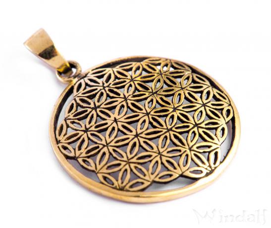WINDALF Schmuck Anhänger AZIANA Ø 2.6 cm Die Blume des Lebens Bronze - Windalf.de