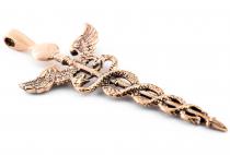 WINDALF Heil Schmuck Anhänger CADUCEUS 7.2 cm Hermesstab Amulett Bronze - Windalf.de