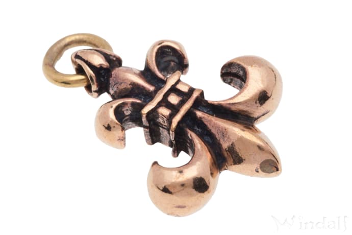 WINDALF Schmuck Anhänger FLEUR DE LIS 3.3 cm Ritter-Symbol Französische Lilie Bronze - Windalf.de