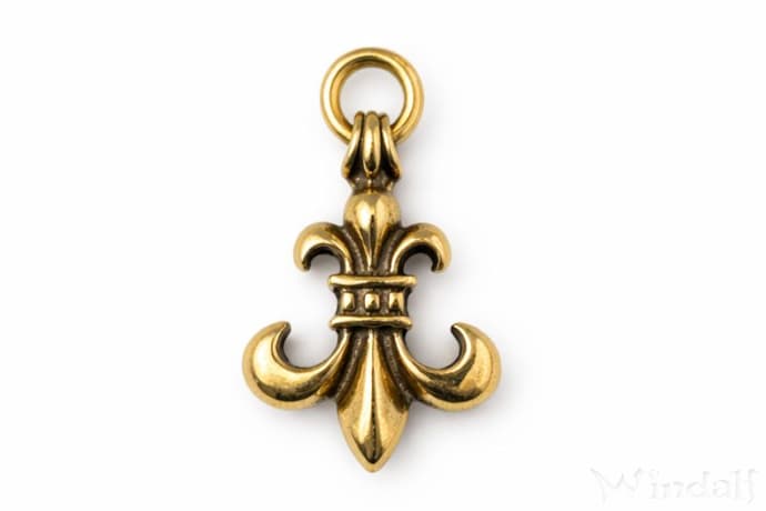 WINDALF Schmuck Anh&auml;nger FLEUR DE LIS 3.3 cm Ritter-Symbol Franz&ouml;sische Lilie Bronze - Windalf.de