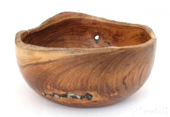 WINDALF Natürliche Obstschale LINDA Ø 25 cm Rustikale Holzschale