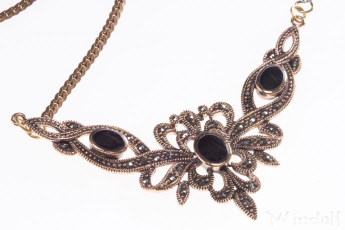 WINDALF Mittelalterliches Collier ALADRIA 47 cm GothicSchmuck Trachtenschmuck mit Onyx Bronze WINDALF Mittelalterliches Collier ALADRIA 47 cm GothicSchmuck Trachtenschmuck mit Onyx Bronze - Windalf.de