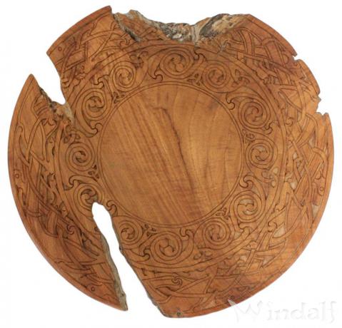 WINDALF Rustikaler Deko Servierteller NUADA Ø 34 cm Celtic Lebens Spiralen Handarbeit aus Wurzelholz - Windalf.de