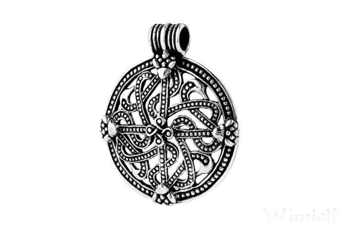 WINDALF Nordischer Schmuck Anhänger VINGARD Ø 2.7 cm Viking Cross Wikingerschmuck Silber - Windalf.de