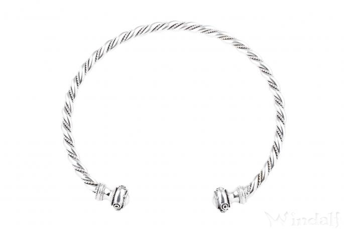 WINDALF Keltischer Männer Torques THURIN Ø 14 cm Massive 200 Gramm Halsschmuck Handarbeit Silber - Windalf.de