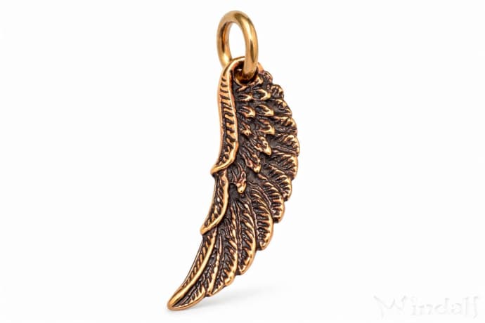 WINDALF Schmuck Anh&auml;nger ELANOR 2.8 cm Engelsfl&uuml;gel Bronze - Windalf.de