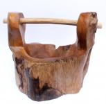 WINDALF Rustikaler Großer Teak-Trog DANA 32 cm Bohemia Geschenkkorb Holz-Trog Handarbeit aus Wurzelholz - Windalf.de