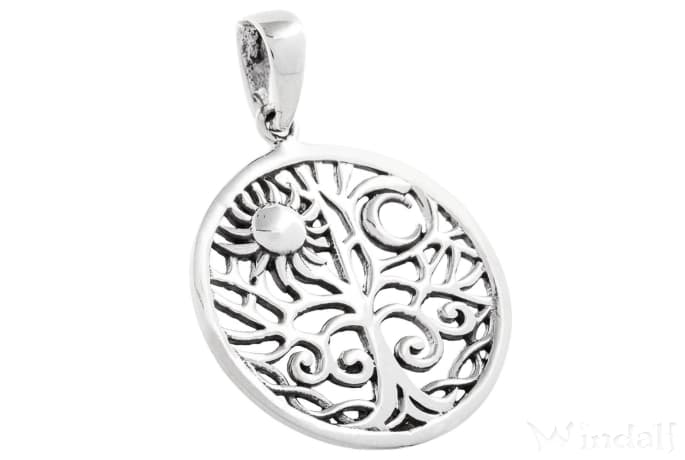WINDALF Schmuck Anhänger ALINE 2,9 cm Sonne & Mond Lebensbaum Silber - Windalf.de