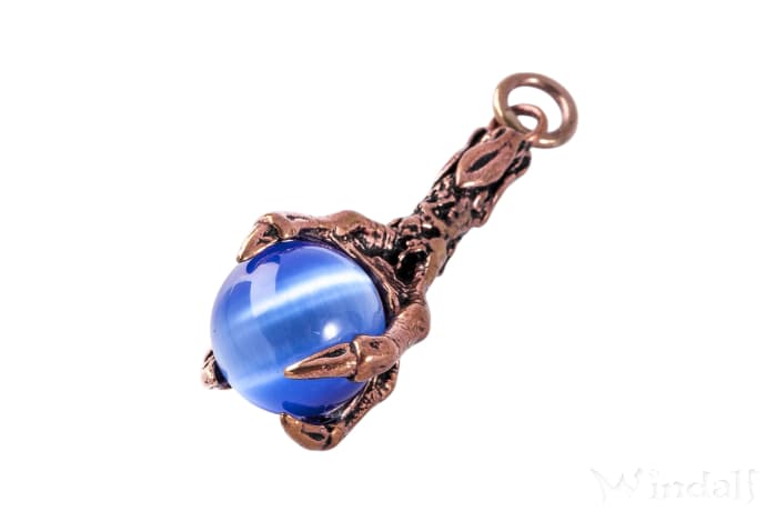 WINDALF Schmuck Anhänger CIRA 4.5 cm Drachenkralle Mit blauer Kugel Vintage Bronze - Windalf.de