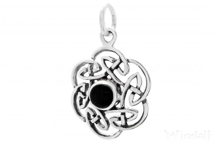 WINDALF Celtic Damen Schmuck Anhänger NUADA 2.5 cm Keltischer Knoten Schutzstein Onyx Silber - Windalf.de