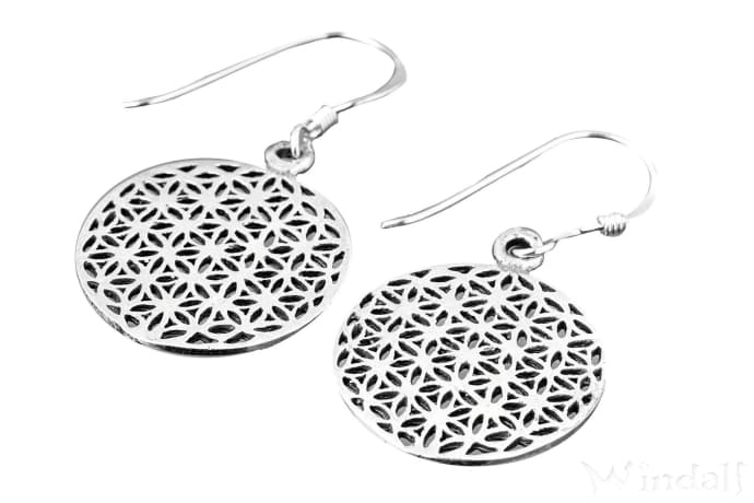 WINDALF Bohemia Damen Ohrringe SVALA Ø 2.2 cm Die Blume des Lebens Ohrschmuck Silber - Windalf.de