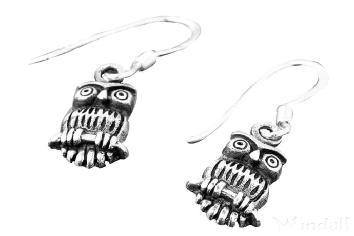 WINDALF Damen Ohrschmuck NILAH 1.3 cm Kleine Eulen Silber - Windalf.de