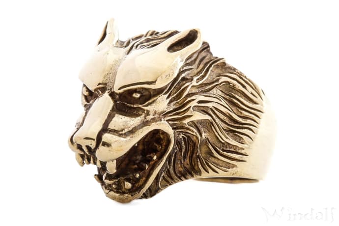 WINDALF Wikinger Ring STARK 23 mm Odins Wolf Wolfsring Bronze - Windalf.de