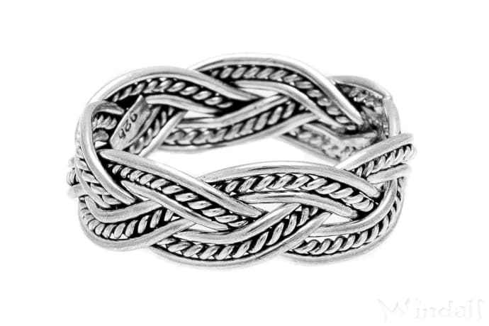 WINDALF Vikings Bandring NAIRA 6 mm Partnerring Zopfmuster Freundschaftsring Handarbeit Silber - Windalf.de