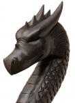WINDALF Schwarzer Wanderstab Drache FAFNIR 180 cm 2.Wahl. Drachenkopf Handarbeit aus Holz - Windalf.de