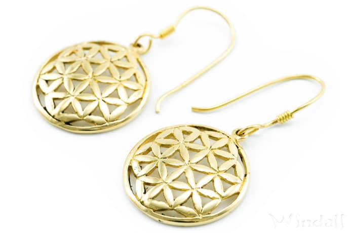WINDALF Ohrhänger THORA 3.4 cm Die Blume des Lebens Bronze - Windalf.de