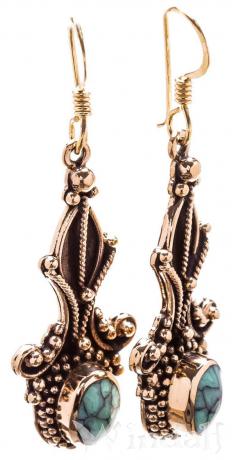 WINDALF Vintage Damen Ohrringe AMARIS 4.7 cm Bohemia Türkis Ohrschmuck Bronze - Windalf.de