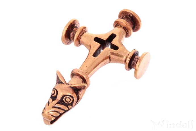 WINDALF Wikinger Anhänger CULINN 7 cm Thorshammer Großes Wolfskreuz Bronze - Windalf.de