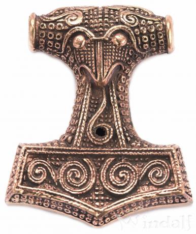 WINDALF Thorshammer-Anhänger THORTHAL 4.8 cm Großer Schonenhammer Wikingerschmuck Bronze - Windalf.de