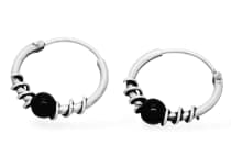 WINDALF Vintage Creolen ANICA Ø 15 mm Silbercreolen mit Schwarzer Kugel Gothic-Schmuck Silber - Windalf.de