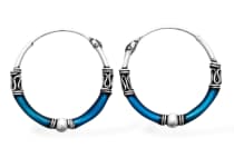 WINDALF Creolen ELA Ø 20 mm Ozean Blau Handarbeit Silber - Windalf.de