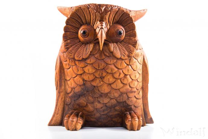 Garten Holzfigur Eule RUDY h 20 cm Deko Figur Handarbeit aus