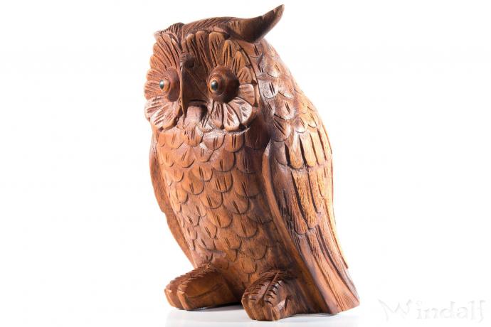 Garten Holzfigur Eule RUDY 20 cm Deko Figur Handarbeit aus Holz
