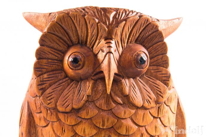 WINDALF Garten Holzfigur Eule RUDY 20 cm Feng Shui Figur für Weisheit