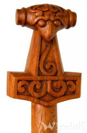 WINDALF Wikinger Wanderstab THORAN 180 cm Thorshammer Handarbeit aus Holz WINDALF Wikinger Wanderstab THORAN 180 cm Thorshammer Handarbeit aus Holz - Windalf.de