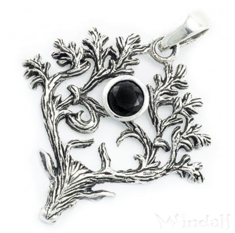 WINDALF Hirsch Schmuck Anhänger  CERNUNNOS 4.4 cm Trachtenschmuck Schwarzer Kristall Silber - Windalf.de