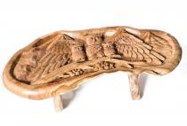 WINDALF Schlanker Couchtisch FAMILY 130 cm Eulen Familie Premium Qualität Unikat Handarbeit aus Wurzelholz - Windalf.de