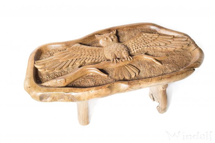 WINDALF Design Couchtisch MIANA 106 cm Große Eule mit Glasplatte UNIKAT Handarbeit aus Wurzelholz WINDALF Design Couchtisch MIANA 106 cm Große Eule mit Glasplatte UNIKAT Handarbeit aus Wurzelholz - Windalf.de