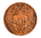 WINDALF Celtic Wandbild CERNUNNOS Ø 28 cm Hirsch als keltischer Wald-Gott Handarbeit Holz - Windalf.de