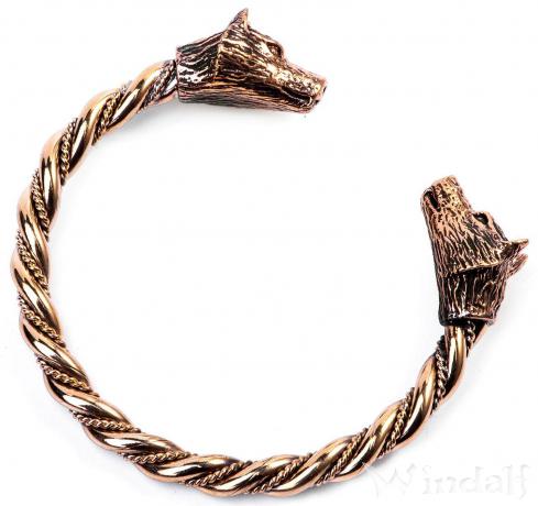 WINDALF Frauen Armreif JANA Ø 5.6 cm Odins Wölfe Wikinger-Armreif Handarbeit Bronze WINDALF Frauen Armreif JANA Ø 5.6 cm Odins Wölfe Wikinger-Armreif Handarbeit Bronze - Windalf.de
