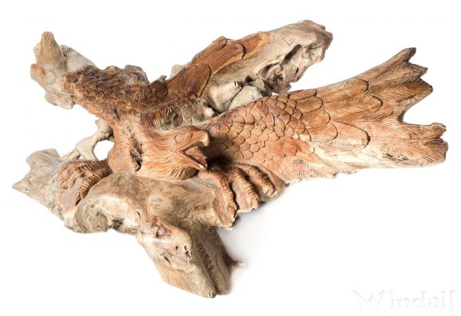 WINDALF Große Adler Skulptur AROZIA 135 cm Holz Dekofigur Gartenfigur Handarbeit Wurzelholz - Windalf.de