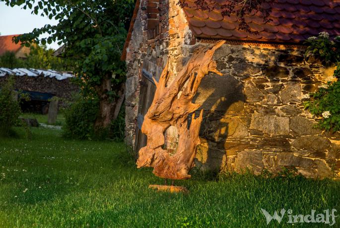 Große Holz Skulptur ~ FRODO ~ h: 141 - Wurzelholz Garten Deko Skulptur