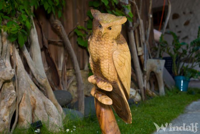 WINDALF Deko Holz Eule RAYA 85 cm Garten Eulen Figur Unikat Gartendeko