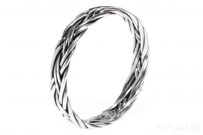 WINDALF Damen Wikingerring LIARA 3 mm Flechtmuster Handarbeit Silber - Windalf.de