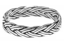 WINDALF Wikinger Band-Ring MAYA 4 mm Zopfmuster Stapelring Handarbeit Silber - Windalf.de