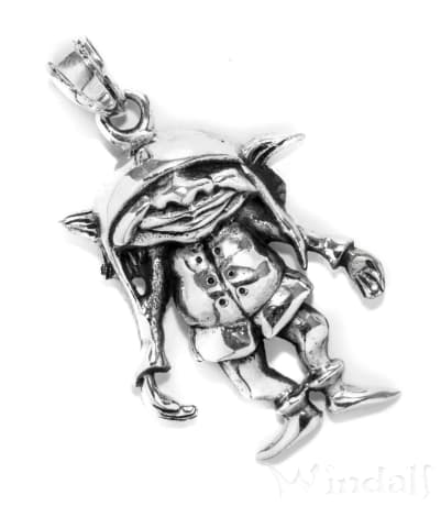 WINDALF Glücks& Wunsch Schmuck Anhänger DOBBY 4.2 cm Kleiner Gnom Kobold Glücksbringer Amulett Silber - Windalf.de