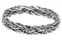 WINDALF Schmaler Wikinger Bandring RISE 3 mm Zopfmuster Stapelring Midi-Ring Handarbeit Silber - Windalf.de