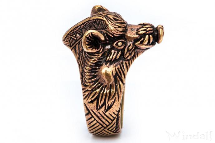 WINDALF Wildschwein Ring BORSTIR 21 mm Kraft Eber Vikings Vintage Bronze WINDALF Wildschwein Ring BORSTIR 21 mm Kraft Eber Vikings Vintage Bronze - Windalf.de