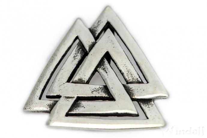 Windalf Wikinger Anhänger VALKNUT – Wotansknoten Aus 925 Sterlingsilber, 3 Cm, Antik Geschwärzt