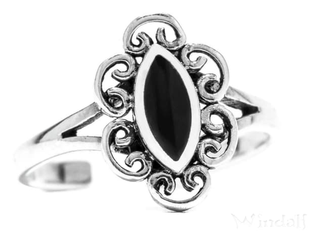WINDALF Bohemia Damen Zehenring LUNA 12 mm Schwarzer Onyx Midi Ring Silber WINDALF Bohemia Damen Zehenring LUNA 12 mm Schwarzer Onyx Midi Ring Silber - Windalf.de