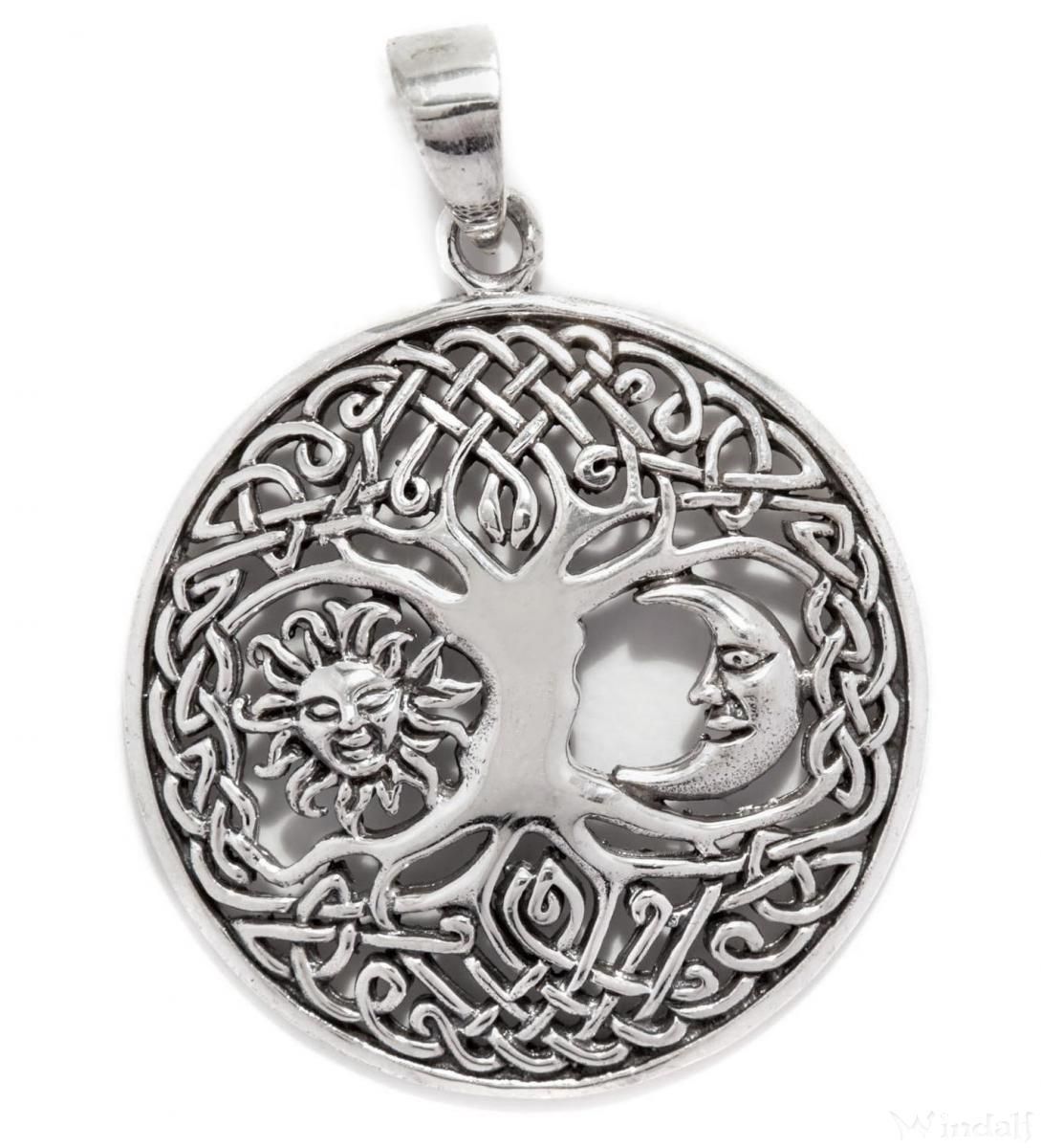 WINDALF Celtic Schmuck Anhänger BARA Ø 3 cm Lebens-Baum mit Sonne ...