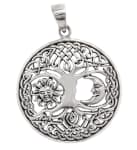 WINDALF Celtic Schmuck Anhänger BARA Ø 3 cm Lebens-Baum mit Sonne & Mond Silber - Windalf.de