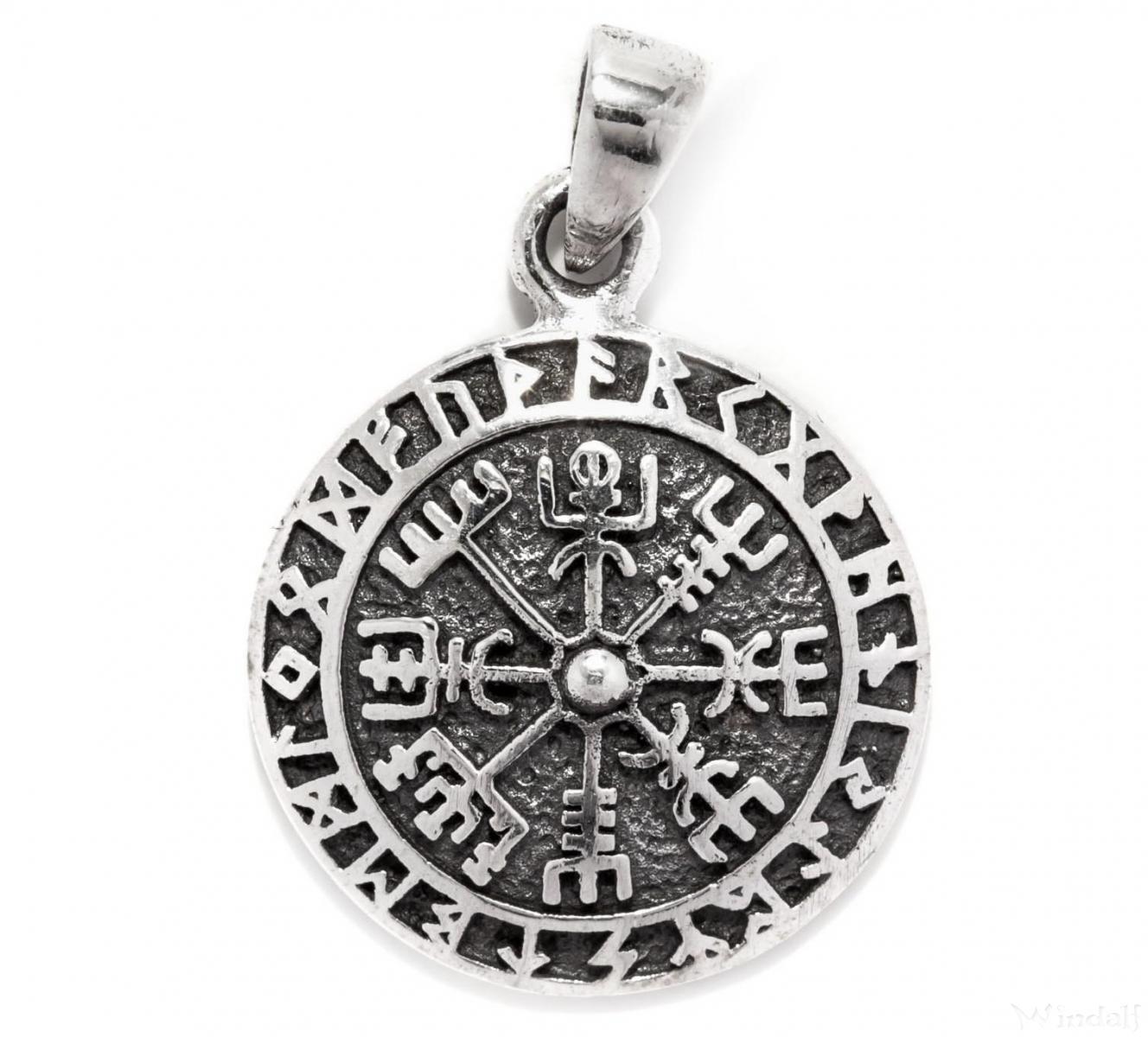 Kleiner Wikinger-Anhänger ~ TALIZAR ~ Ø 1.7 cm - Vegvisir Kompass mit