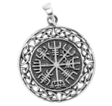 WINDALF Vegvisir Symbol Anh&auml;nger WINRAR &Oslash; 3 cm Wikinger Kompass mit Knotenmuster Silber - Windalf.de