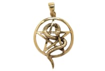 WINDALF Kelten Schmuck Anhänger PEGA Ø 2.6 cm Schutz Amulett Pentagramm Schlange Bronze - Windalf.de